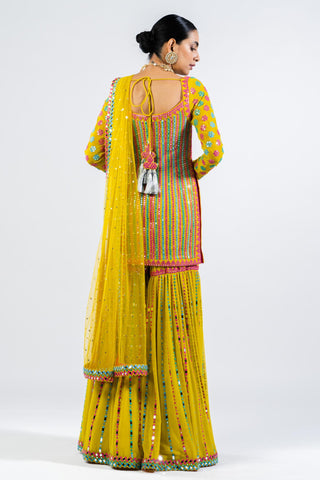 Sharara Set for Indian Wedding – Moss Green Multicolor by Vvani By Vani Vats