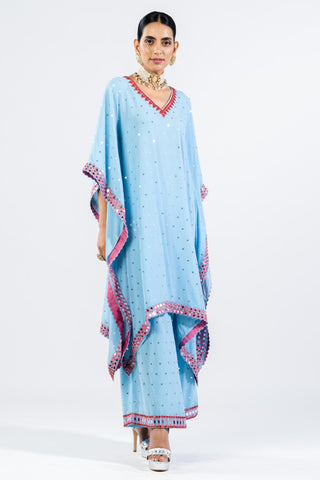 Kaftan Set for Contemporary Wear – Ice Blue by Vvani By Vani Vats