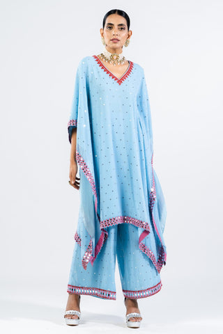 Kaftan Set for Contemporary Wear – Ice Blue by Vvani By Vani Vats