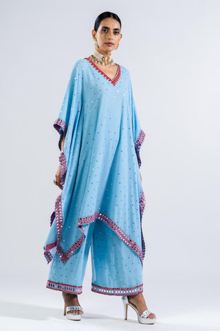 Kaftan Set for Contemporary Wear – Ice Blue by Vvani By Vani Vats