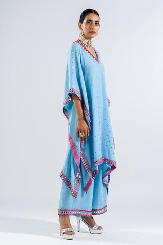 Kaftan Set for Contemporary Wear – Ice Blue by Vvani By Vani Vats