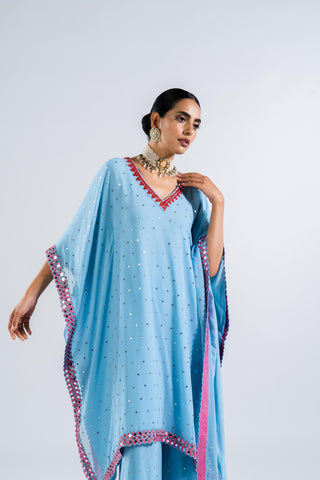 Kaftan Set for Contemporary Wear – Ice Blue by Vvani By Vani Vats