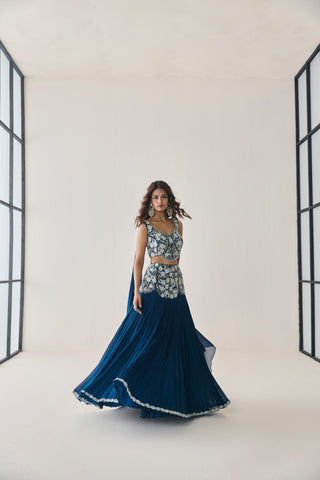 Lehenga Set for Indian Wedding - Blue Material Girl Pearl Lehenga Set by Seema Thukral at Mrs. G