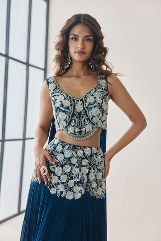 Lehenga Set for Indian Wedding - Blue Material Girl Pearl Lehenga Set by Seema Thukral at Mrs. G