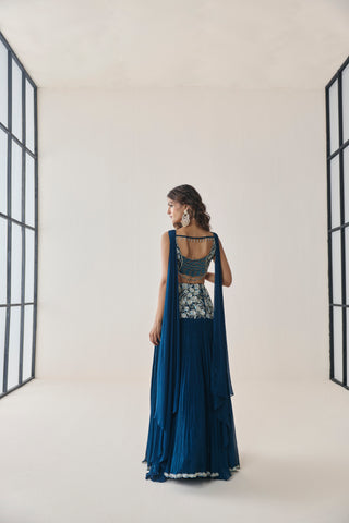 Lehenga Set for Indian Wedding - Blue Material Girl Pearl Lehenga Set by Seema Thukral at Mrs. G