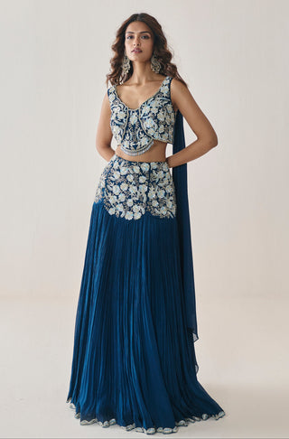 Lehenga Set for Indian Wedding - Blue Material Girl Pearl Lehenga Set by Seema Thukral at Mrs. G