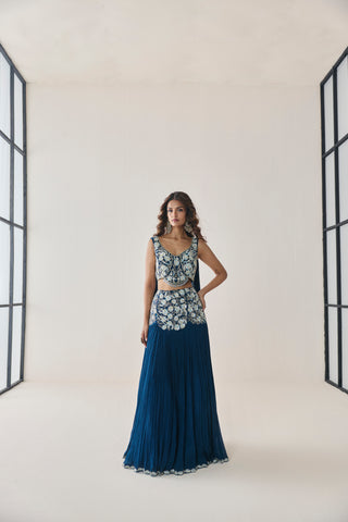 Lehenga Set for Indian Wedding - Blue Material Girl Pearl Lehenga Set by Seema Thukral at Mrs. G