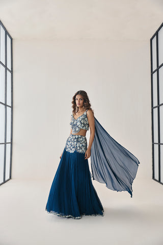 Lehenga Set for Indian Wedding - Blue Material Girl Pearl Lehenga Set by Seema Thukral at Mrs. G
