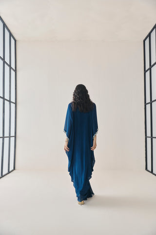 Kaftan for Indian Wedding - Blue Material Girl Silky Kaftan by Seema Thukral at Mrs. G