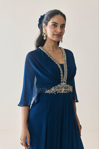 Jumpsuit for Indian Wedding - Blue Material Girl Aziza Jumpsuit by Seema Thukral at Mrs. G