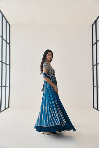 Sharara Set for Indian Wedding - Blue Material Girl Rosalind Peplum Sharara Set by Seema Thukral at Mrs. G