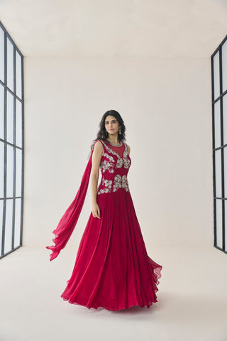 Gown for Indian Wedding - Pink Material Girl Evelina Gown by Seema Thukral at Mrs. G