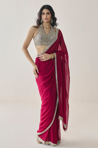 Saree Set for Indian Wedding - Pink Material Girl Elowen Saree Set by Seema Thukral at Mrs. G