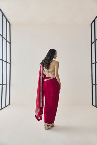 Saree Set for Indian Wedding - Pink Material Girl Elowen Saree Set by Seema Thukral at Mrs. G