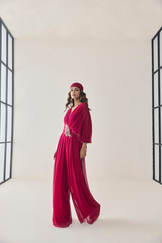 Jumpsuit for Indian Wedding - Pink Material Girl Daphne Jumpsuit by Seema Thukral at Mrs. G