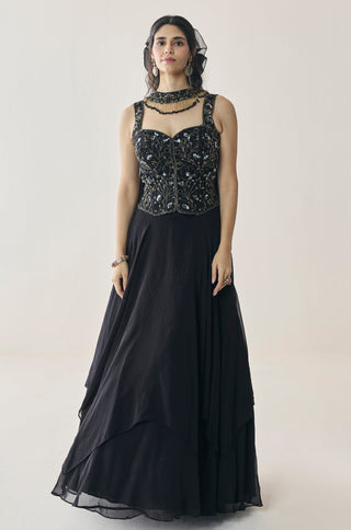 Lehenga Set for Indian Wedding - Black Material Girl Eira Lehenga Set by Seema Thukral at Mrs. G