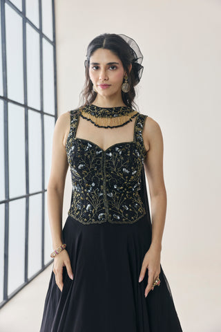 Lehenga Set for Indian Wedding - Black Material Girl Eira Lehenga Set by Seema Thukral at Mrs. G