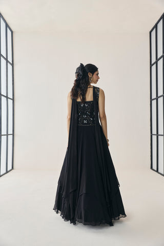 Lehenga Set for Indian Wedding - Black Material Girl Eira Lehenga Set by Seema Thukral at Mrs. G