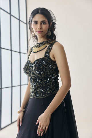 Lehenga Set for Indian Wedding - Black Material Girl Eira Lehenga Set by Seema Thukral at Mrs. G
