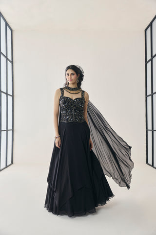Lehenga Set for Indian Wedding - Black Material Girl Eira Lehenga Set by Seema Thukral at Mrs. G