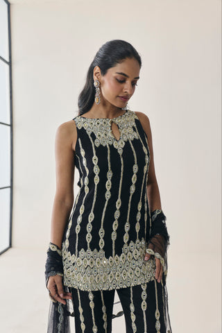Co-ord Set for Indian Wedding - Black Material Girl Laurel Co-ord Set by Seema Thukral at Mrs. G