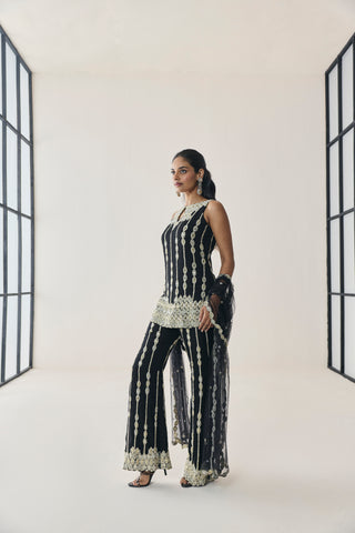 Co-ord Set for Indian Wedding - Black Material Girl Laurel Co-ord Set by Seema Thukral at Mrs. G