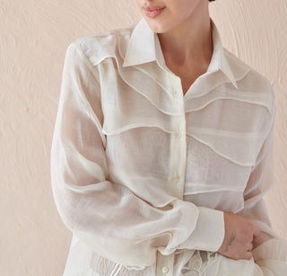 Shirt Contemporary Wear - Ivory Moon Ripple by The Loom Art