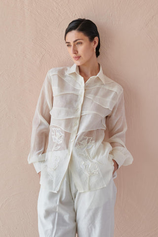 Shirt Contemporary Wear - Ivory Moon Ripple by The Loom Art