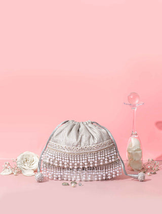 Silver sia pearl potli