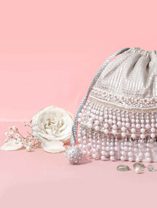 Silver sia pearl potli