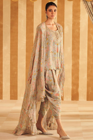 Blue gil hunar kurta cape set