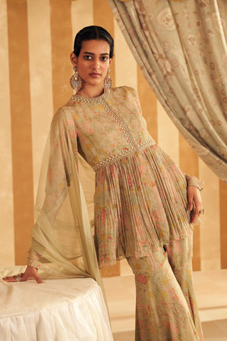 Green nashit hunar peplum set