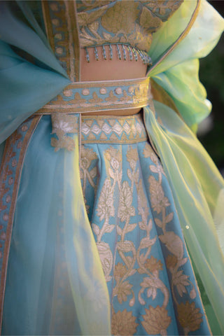 Lehenga Set for Indian Wedding – Spray Green Lurex by Shyam Narayan Prasad