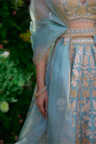 Lehenga Set for Indian Wedding – Spray Green Lurex by Shyam Narayan Prasad