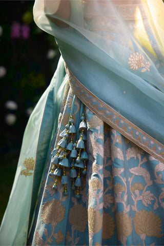 Lehenga Set for Indian Wedding – Spray Green Lurex by Shyam Narayan Prasad