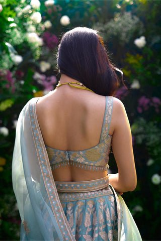 Lehenga Set for Indian Wedding – Spray Green Lurex by Shyam Narayan Prasad