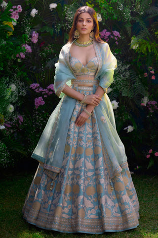 Lehenga Set for Indian Wedding – Spray Green Lurex by Shyam Narayan Prasad