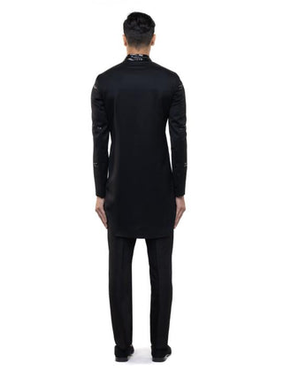 Black Sequin Embroidered Sherwani Set