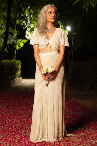 Ivory dil se ryna draped saree