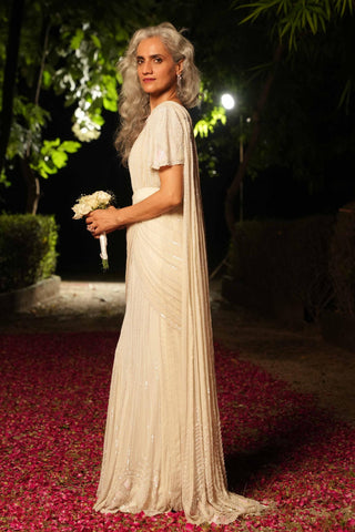 Ivory dil se ryna draped saree