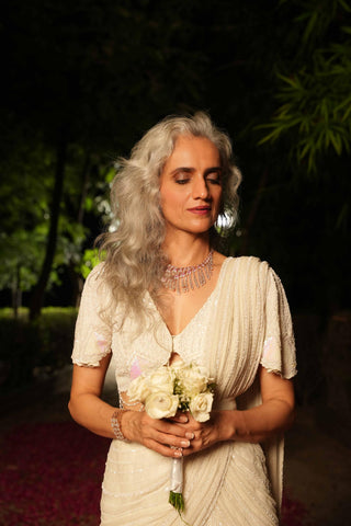 Ivory dil se ryna draped saree