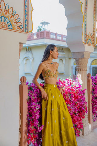 Pant Set for Indian Wedding - Yellow Indian Phool Dancing Pineapples Trouser Set by The Little Black Bow at Mrs. G