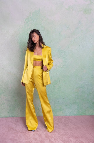 Jacket Set for Indian Wedding - Yellow Lime Burst Jacket Set by The Little Black Bow at Mrs. G
