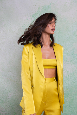 Jacket Set for Indian Wedding - Yellow Lime Burst Jacket Set by The Little Black Bow at Mrs. G
