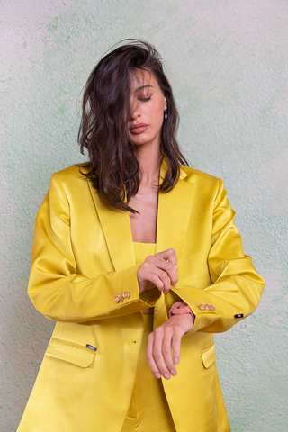 Jacket Set for Indian Wedding - Yellow Lime Burst Jacket Set by The Little Black Bow at Mrs. G