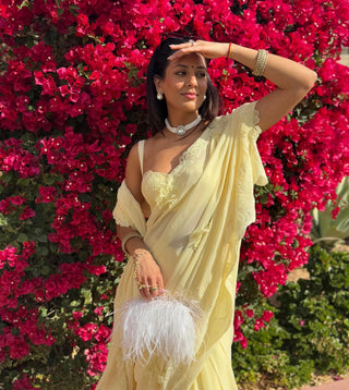 Yellow Saree Set for Indian Wedding - Floral Grace by The Little Black Bow