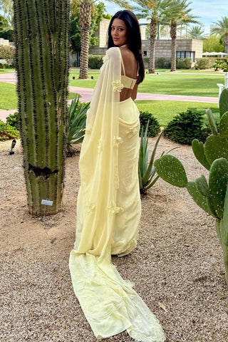 Yellow Saree Set for Indian Wedding - Floral Grace by The Little Black Bow