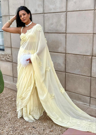 Yellow Saree Set for Indian Wedding - Floral Grace by The Little Black Bow