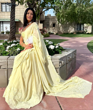  Yellow Saree Set for Indian Wedding - Floral Grace by The Little Black Bow