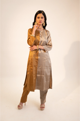 Beige half & half kurta set